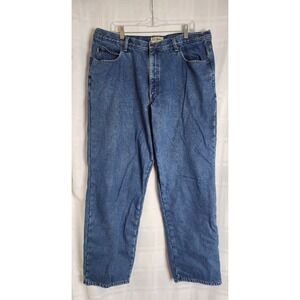 LL Bean Relaxed Fit Flannel Lined Jeans Mens 42x34 Blue Denim Straight Leg